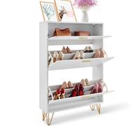 VEVOR Meuble de Rangement à Chaussures avec 3 Abattants Armoire à Chaussures Grande Capacité en Panneau Aggloméré Range-Chaussures pour Talons Bottes Meuble d'Entrée Couloir et Salon 80x24x120 cm