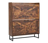 VEVOR Meuble à Chaussures avec 2 tiroirs rabattables, Armoire de Rangement à Chaussures de Style Ferme avec Pieds en métal et Dispositif Anti-basculement, pour entrée, Couloir, Chambre, Salon, Marron