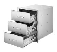 VEVOR Meuble à Tiroirs de Cuisine Extérieur LxPxH 46x59x59 cm, Module de Cuisine Extérieur avec 3 Tiroirs Modulaires et Poignées, en Acier Inoxydable, pour Îlot de Barbecue en Plein Air, Terrasse