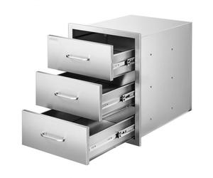 VEVOR Meuble à Tiroirs de Cuisine Extérieur LxPxH 46x59x59 cm, Module de Cuisine Extérieur avec 3 Tiroirs Modulaires et Poignées, en Acier Inoxydable, pour Îlot de Barbecue en Plein Air, Terrasse