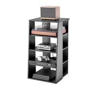 VEVOR Meuble Audio Visuel 5 Niveaux, Étagère Multimédia en Bois, Support Multimédia avec Hauteur Réglable, pour Lecteurs DVD/Décodeurs de Câbles/Consoles de Jeux, Salle d'Enregistrement, Noir