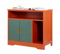 VEVOR Meuble Bac à Litière Chat Armoire Cache Maison de Toilette de Chat Intérieur Moderne, Niche Cache-litière en Bois, Compatible pour la Plupart Bacs à Litière Chats, 79,2x43x71 cm, Rouge et Vert