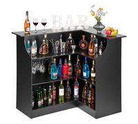 VEVOR Meuble Bar d'Angle, Bar de Salon 4 Niveaux, pour Bouteilles Verres Cuisine Maison Pub, Buffet Ouvert avec Étagères de Rangement, Armoire à Vin en Bois, Capacité Maximale de 136,1 kg, Noir