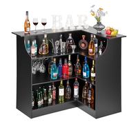 VEVOR Meuble Bar d'angle, Bar de Salon 4 Niveaux, pour Bouteilles Verres Cuisine Maison Pub, Buffet Ouvert avec Étagères de Rangement, Armoire à Vin en Bois, Capacité Maximale de 136,1 kg, Noir
