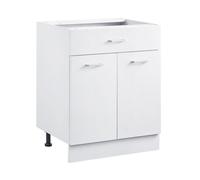 VEVOR Meuble Bas Cuisine avec Tiroirs, Placard de Cuisine Non Assemblée, Armoire de Base Prête à Assembler 60x47,7x81,6 cm, avec Glissières de Tiroir à Fermeture Douce et Étagère Réglable, Blanc