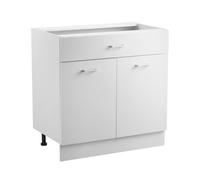 VEVOR Meuble Bas Cuisine avec Tiroirs, Placard de Cuisine Non Assemblée, Armoire de Base Prête à Assembler 80x47,5x81,6 cm, avec Glissières de Tiroir à Fermeture Douce et Étagère Réglable, Blanc