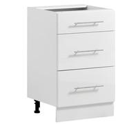 VEVOR Meuble Bas en Kit, Élément Bas à 3 Tiroirs, 50x47,5x81,5 cm, Blanc | Rangement pour Salle de Bain Cellier Buanderie, Chants Plaqués, Caisson de Cuisine sans Plan de Travail, Fermeture en Douceur