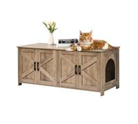 VEVOR Meuble Cache Bac à Litière pour 2 Chats Armoire Bois Chambre Double Grège
