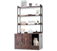 VEVOR Meuble Cache Bac à Litière pour Chat, 85x49x149 cm, Maison de Toilette pour Chat avec 3 Étagères de Rangement, Armoire en Bois pour Cacher la Plupart des Bacs à Litière pour Chats, Marron Foncé