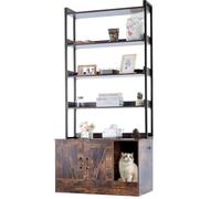 VEVOR Meuble Cache Bac à Litière pour Chat, 85x49x149 cm, Maison de Toilette pour Chat avec 4 Étagères de Rangement, Armoire en Bois pour Cacher la Plupart des Bacs à Litière pour Chats, Marron Foncé
