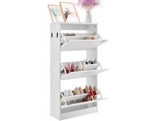 VEVOR Meuble de Rangement à Chaussures avec 3 Abattants Armoire à Chaussures Grande Capacité en Panneau Aggloméré P2 Range-Chaussures pour Talons Bottes Meuble d'Entrée Couloir Salon 60x24x120 cm