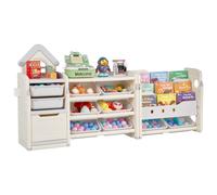 VEVOR Meuble de rangement jouets enfant à 4 niveaux avec bibliothèque et 10 bacs