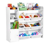 VEVOR Meuble de rangement jouets enfant à 4 niveaux avec bibliothèque et 8 bacs