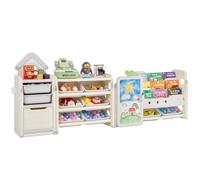 VEVOR Meuble de Rangement Jouets Enfant avec bibliothèque et Planche à Dessin, Grande étagère d'organisateur de Jouets à 4 Niveaux avec 10 bacs en Plastique Amovibles, pour Salle de Jeux, crèche