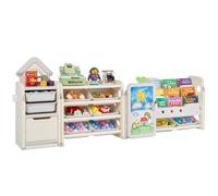 VEVOR Meuble de rangement jouets enfant avec bibliothèque et planche à dessin, grande étagère d'organisateur de jouets à 4 niveaux avec 10 bacs en plastique amovibles, pour salle de jeux, crèche