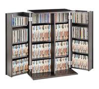 VEVOR Meuble de Rangement Multimédia 4 Couches, Étagère pour DVD Capacité 576 CDs, Armoire à DVD avec Portes Étagères, pour Ranger la Musique, les Films, les Jeux Vidéo, les Collections de Souvenirs
