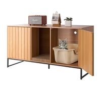 VEVOR Meuble de Rangement pour Bac à Litière Chat Armoire Cache Maison de Toilette de Chat, Niche Cache-litière avec Griffoir, pour la Plupart Bacs à Litière Chats, pour Salon, 120 x 45 x 66,5 cm