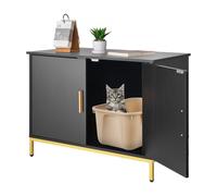 VEVOR Meuble de Rangement pour Bac à Litière Chat Armoire Cache Maison de Toilette de Chat, Niche Cache-litière avec Pieds en Métal, pour la Plupart Bacs à Litière Chats, pour Salon, 70 x 45 x 54,5 cm