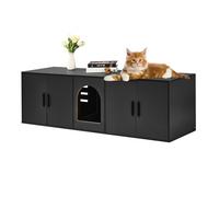 VEVOR Meuble de Rangement pour Bac à Litière Chat Armoire Cache Maison de Toilette de Chat, Niche Cache-litière en Bois, pour la Plupart Bacs à Litière Chats, pour Salon, 1,47 x 0,46 x 0,45 m, Noir