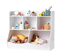 VEVOR Meuble de Rangement pour Enfants 3 Niveaux, Bibliothèque à 5 Cases, Étagère de Rangement en Bois Blanc, Organisateur des Jouets Livres pour Maison Salle de Classe Garderie École Maternelle