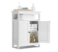 VEVOR Meuble de salle de bain en bois à 3 niveaux avec étagère réglable blanc