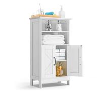 VEVOR Meuble de salle de bain 4 niveaux, armoire de rangement de salle de bain en bois avec 2 portes et étagère réglable, décoration d'intérieur, placard indépendant pour cuisine, salon, entrée, blanc