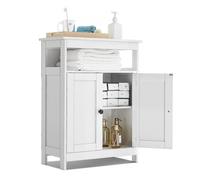 VEVOR Meuble de salle de bain en bois à 3 niveaux avec étagère réglable blanc