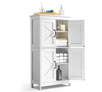 VEVOR Meuble de salle de bain en bois avec 4 portes et étagère réglable blanc