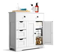 VEVOR Meuble de salle de bain en bois avec étagère réglable et 4 tiroirs blanc