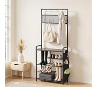 VEVOR Meuble d'Entrée 180 cm, Porte Manteaux avec Rangement pour Chaussures 5 Niveaux, pour Couloir Chambre Dressing, Vestiaire d'Entrée Autoportant en Acier, avec Patères et Pochette Latérale