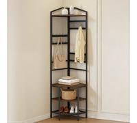 VEVOR Meuble d'Entrée 181 cm, Porte Manteaux avec Étagère de Rangement et Crochets, pour Vêtements Chaussures Couloir Chambre Dressing, Vestiaire d'Angle Autoportant, avec Système Anti-basculement