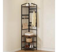 VEVOR Meuble d'Entrée 181 cm, Porte Manteaux avec Étagère de Rangement et Crochets, pour Vêtements Chaussures Couloir Chambre Dressing, Vestiaire d'Angle Autoportant, avec Système Anti-basculement