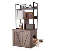 VEVOR Meuble Litière pour Chat 60x50x127,2 cm, Cache-Litière pour Chat avec Étagères de Rangement pour Salon, Entrée Latérale, Table d'Appoint Imperméable, Capacité de Charge 60 kg, Style Moderne