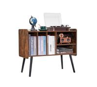 VEVOR Meuble Platine Vinyles à 2 Niveaux, Support de Tourne-disque Capacité jusqu'à 220 Albums, Armoire à Disques Vinyles en Bois, Étagères Amovibles et Hauteur Réglable, pour Salon, Chambre à Coucher