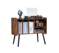 VEVOR Meuble Platine Vinyles à 2 Niveaux, Support de Tourne-disque Capacité jusqu'à 220 Albums, Armoire à Disques Vinyles en Bois, Étagères Amovibles et Hauteur Réglable, pour Salon, Chambre à Coucher