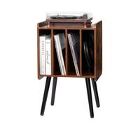 VEVOR Meuble Platine Vinyles Support Tourne-disque 2 Niveaux 100 Albums Marron