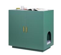 VEVOR Meuble pour Bac à Litière Chat Armoire Cache Maison de Toilette de Chat Double Porte, Niche Cache-litière Bois avec Trous d'Aération, pour la Plupart Bacs à Litière Chats, 80 x 50 x 79 cm, Vert