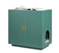 VEVOR Meuble pour Bac à Litière Chat Armoire Cache Maison de Toilette de Chat Double Porte, Niche Cache-litière Bois avec Trous d'Aération, pour la Plupart Bacs à Litière Chats, 80 x 50 x 79 cm, Vert