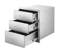 VEVOR Meuble Tiroir de Cuisine Extérieur LxPxH 46x59x59 cm, Module de Cuisine Extérieur avec 3 Tiroirs et Poignées, en Inox, Mobilier de Rangement pour Îlot de Barbecue en Plein Air, Terrasse