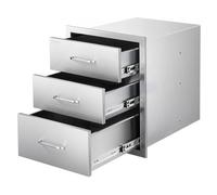 VEVOR Meuble Tiroir de Cuisine Extérieur LxPxH 46x59x59 cm, Module de Cuisine Extérieur avec 3 Tiroirs et Poignées, en Inox, Mobilier de Rangement pour Îlot de Barbecue en Plein Air, Terrasse