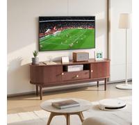VEVOR Meuble TV 1473x401x551 mm, console TV moderne du milieu du siècle pour télévisions, charge de 159 kg, avec tiroir, étagères de rangement ouvertes et porte coulissante pour salon, chambre, marron