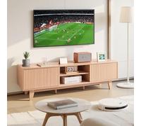 VEVOR Meuble TV 150 x 39 x 45 cm, Console TV bohème pour télévisions, Charge de 159 kg, Centre de Divertissement avec étagères de Rangement Ouvertes réglables et Porte coulissante pour Salon, Chambre