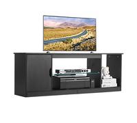 VEVOR Meuble TV Centre de Divertissement pour Télé 165 cm Étagère en Verre