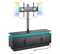 VEVOR Meuble TV de 60" avec support pour téléviseurs jusqu'à 75", centre de divertissement avec prise de courant et lumières LED, console TV réglable en hauteur avec support et armoires de rangement à