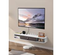 VEVOR Meuble TV flottant, 120 cm, console multimédia murale avec passe-câbles, étagère TV flottante moderne en panneaux de particules avec rangement, pour lecteur DVD, décodeur, console de jeux, blanc