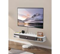 VEVOR Meuble TV flottant, 120 cm, console multimédia murale avec passe-câbles, étagère TV flottante moderne en panneaux de particules avec rangement, pour lecteur DVD, décodeur, console de jeux, blanc