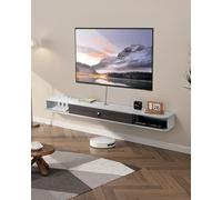 VEVOR Meuble TV flottant, 180 cm, console multimédia murale avec passe-câbles, étagère TV flottante moderne en panneaux de particules avec rangement, pour lecteur DVD, décodeur, console de jeux, blanc