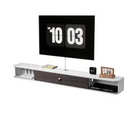 VEVOR Meuble TV flottant, 180 cm, console multimédia murale avec passe-câbles, étagère TV flottante moderne en panneaux de particules avec rangement, pour lecteur DVD, décodeur, console de jeux, blanc
