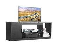 VEVOR Meuble TV Centre de Divertissement pour Télé 165 cm Étagère en Verre