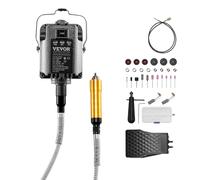 VEVOR Meuleuse à arbre flexible, 1000 W, outil rotatif sculpteur électrique, 30000 tr/min, kit suspendu multifonctionnel avec 31 accessoires et pédale, pour sculpture, polissage, perçage, polissage